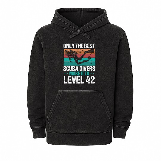 42 Scuba Diving Level 42 Year Diver Snorkeling Mineral Wash Hoodies