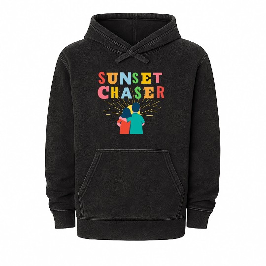 Sunset chaser romantic view Mineral Wash Hoodies
