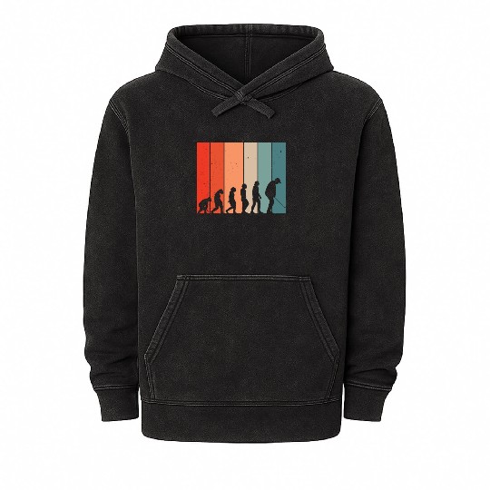 Human Evolution Golf Vintage Golf Player Golfing Mineral Wash Hoodies