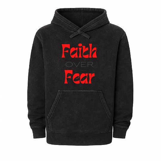 Faith over Fear Typography Mineral Wash Hoodies