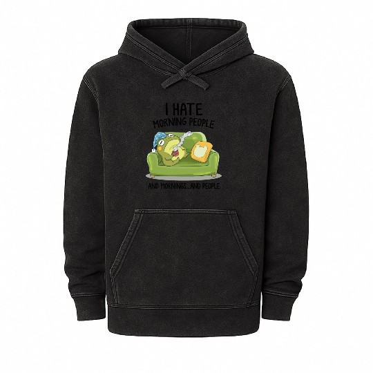 Toad Frog Drinking Coffee I Hate Morning People Mineral Wash Hoodies