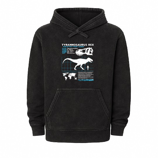Tyrannosaurus Rex fact sheet Mineral Wash Hoodies