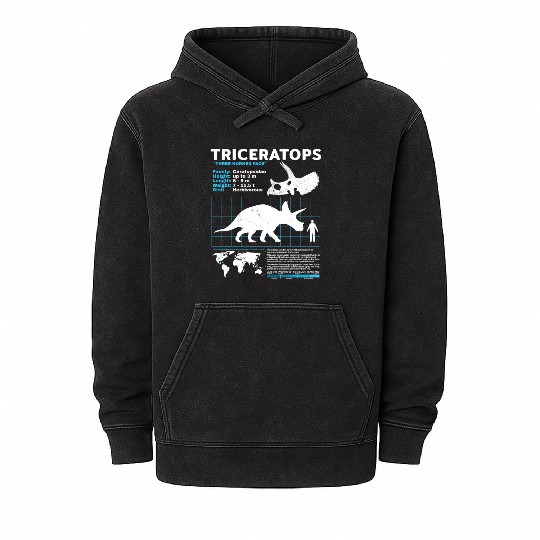 triceratops fact sheet Mineral Wash Hoodies