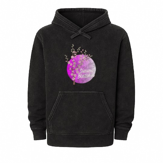Japan Sakura Blossom Colorful Mineral Wash Hoodies