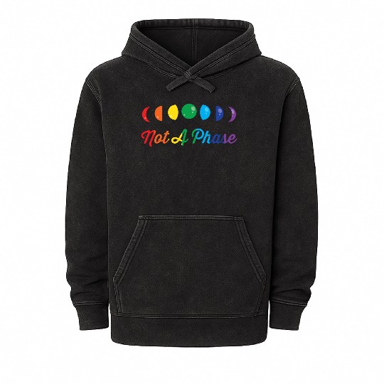 LGBT Not A Phase Funny Rainbow Moon Phase Gift Mineral Wash Hoodies
