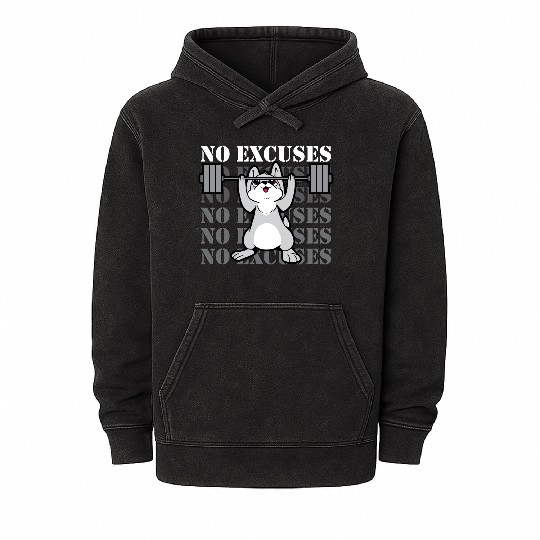No Excuses Weightlift Gym Lover Funny Easter Bunny Mineral Wash Hoodies