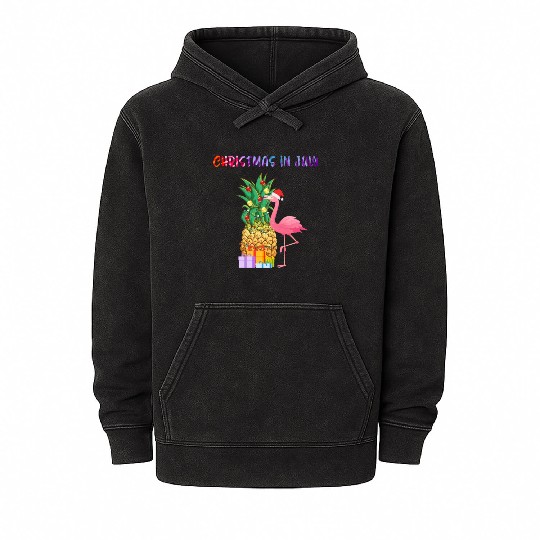 Christmas In July Pineapple Xmas Tree Lights Mineral Wash Hoodies