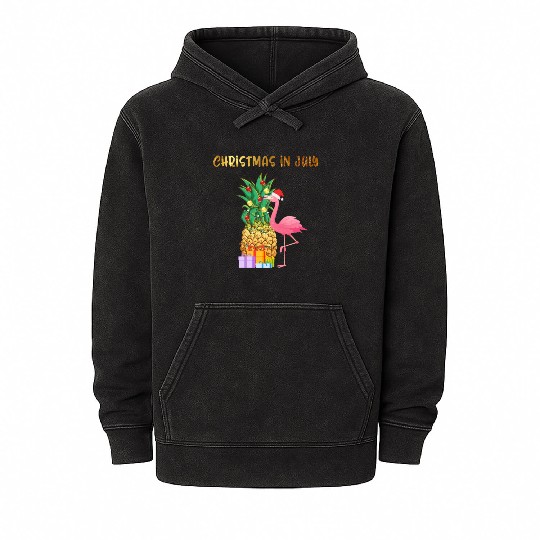 Christmas In July Pineapple Xmas Tree Lights Mineral Wash Hoodies