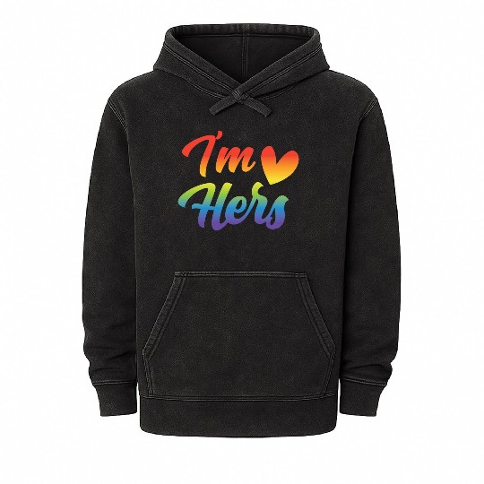 I'm Hers Funny Lgbt Couple Lesbian Gay Rainbow Mineral Wash Hoodies