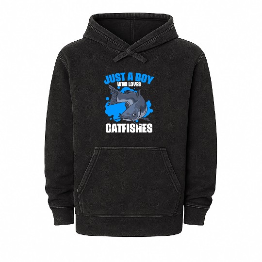 Just A Boy Who Loves Funny Catfish Fishing For A Mineral Wash Hoodies