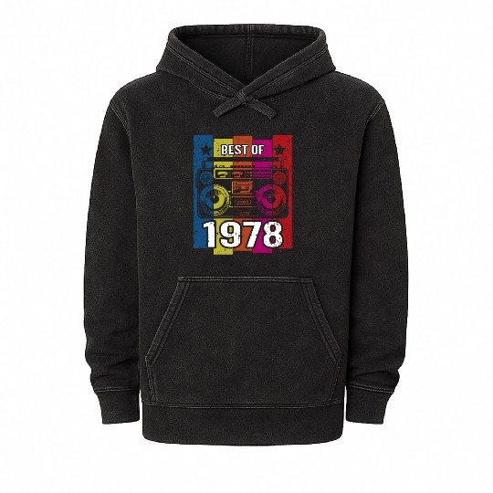Best of 1978 Stereo Radio Cassette Player Birthday Mineral Wash Hoodies