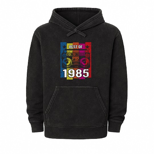 Best of 1985 Stereo Radio Cassette Player Birthday Mineral Wash Hoodies