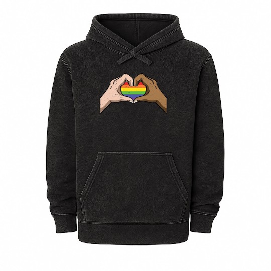 LGBT Rainbow Heart Gay Pride Lesbian Equality Gift Mineral Wash Hoodies