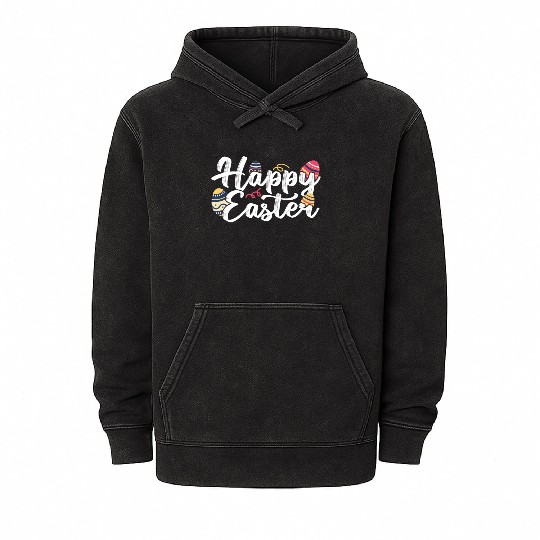 Happy Easter Egg Bunny Sayings Mineral Wash Hoodies