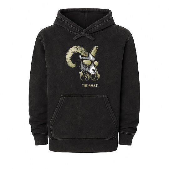 The Goat Bling Cool and Funny Music Animal with Mineral Wash Hoodies