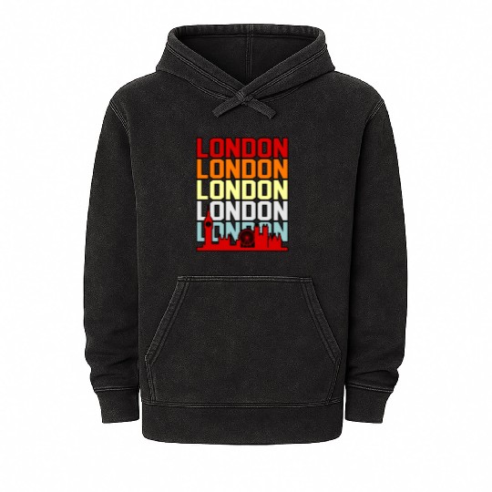 London Funny Gift Idea Mineral Wash Hoodies