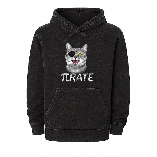 Funny Pi Day Math Science Cat Pirate Mineral Wash Hoodies