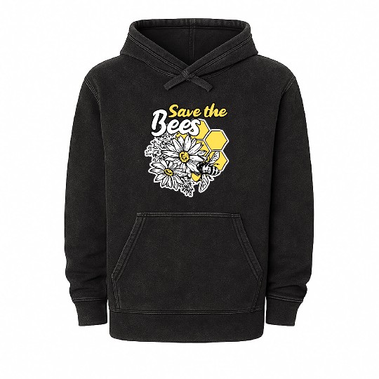 Save the bee honey bee gift idea environmental pro Mineral Wash Hoodies