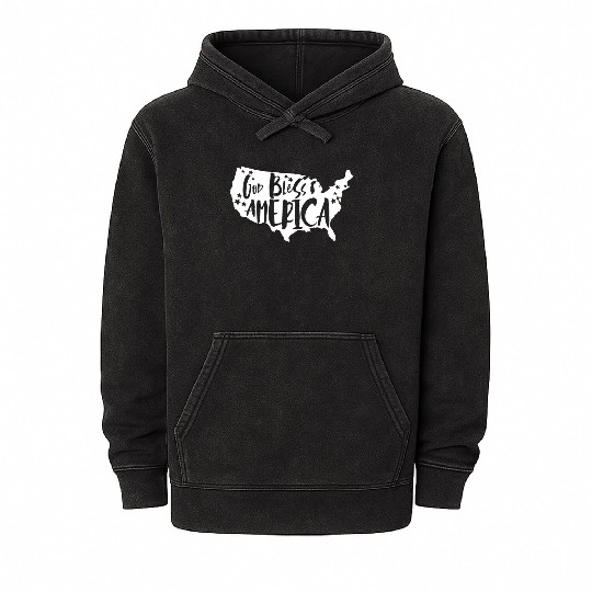 God Bless America USA Map Patriotic 4th of Julygod Mineral Wash Hoodies