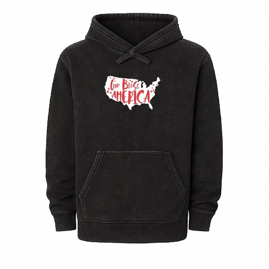 God Bless America USA Map Patriotic 4th of Julygod Mineral Wash Hoodies