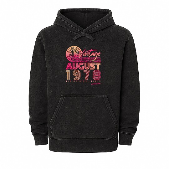 Retro 1978 In August Mineral Wash Hoodies