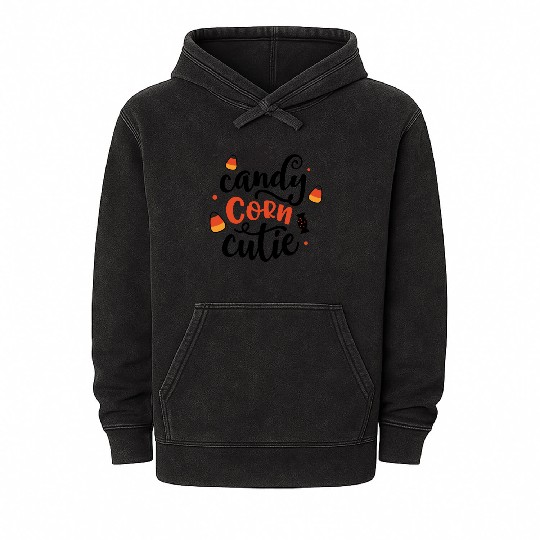Candy Corn Cutie Halloween Holiday Mineral Wash Hoodies
