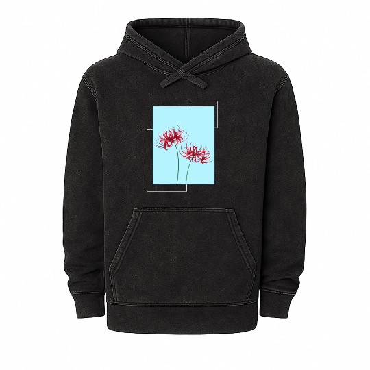Red Spider Lily Lycoris Recoil Anime Fanart Mineral Wash Hoodies