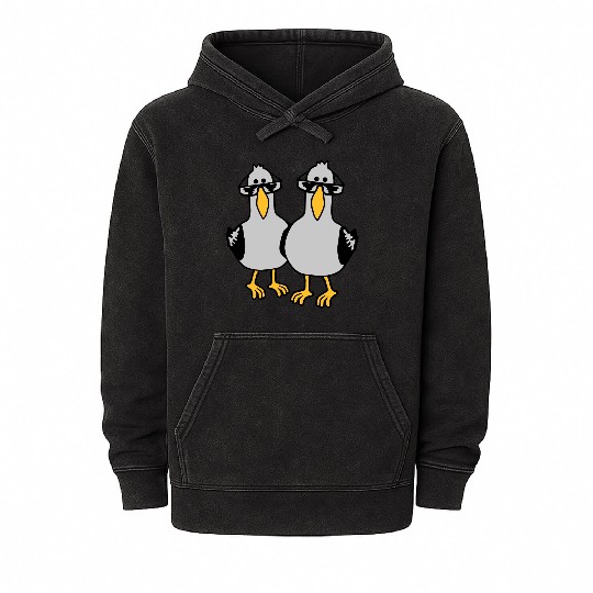 2 seagull friends team Mineral Wash Hoodies