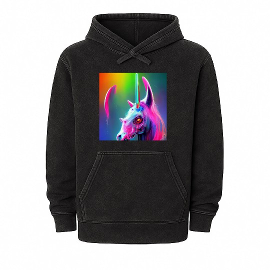 Heavy metal rainbow ultra unicorn Mineral Wash Hoodies
