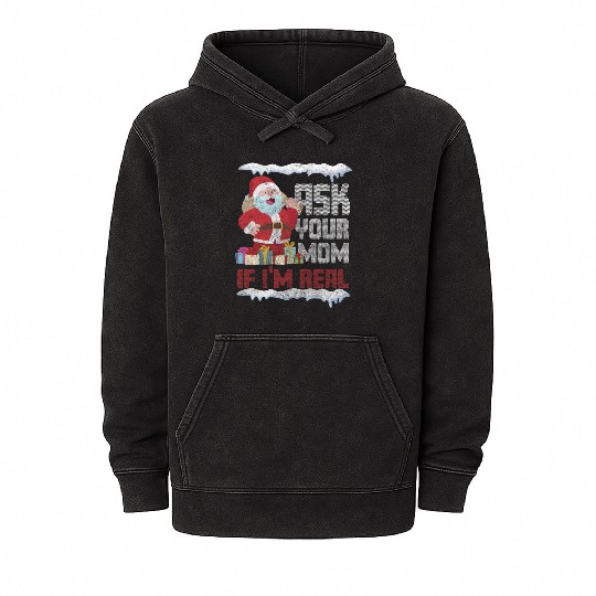 Christmas Eve Christmas Tree Reindeer Mineral Wash Hoodies