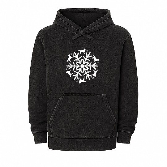 Golden Retriever Snowflake Pattern Mineral Wash Hoodies