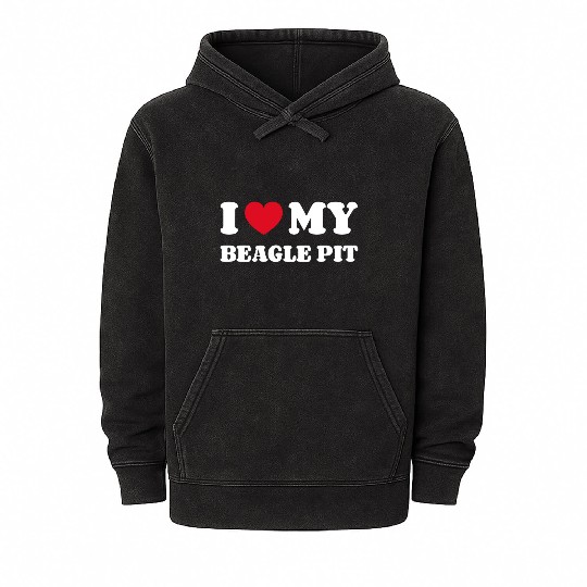 I Love My Beagle Pit Mineral Wash Hoodies