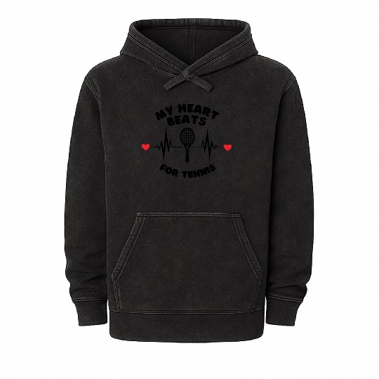 My Heart Beats For Tennis Mineral Wash Hoodies