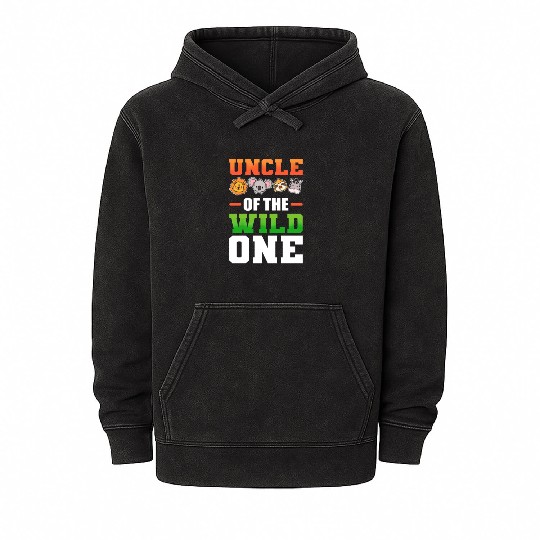 Uncle of the Wild One Nephew Niece Mineral Wash Hoodies