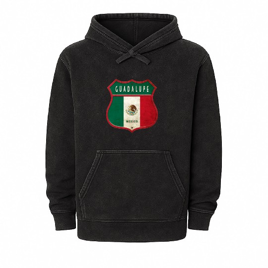 Guadalupe Mexico crest design Mineral Wash Hoodies