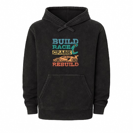 Build race crash rebuild RC car Mineral Wash Hoodies
