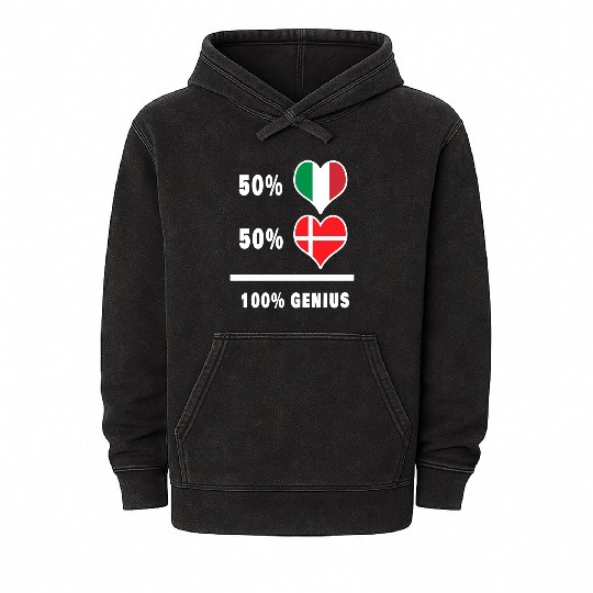 Italy and Denmark genius / gift Mineral Wash Hoodies