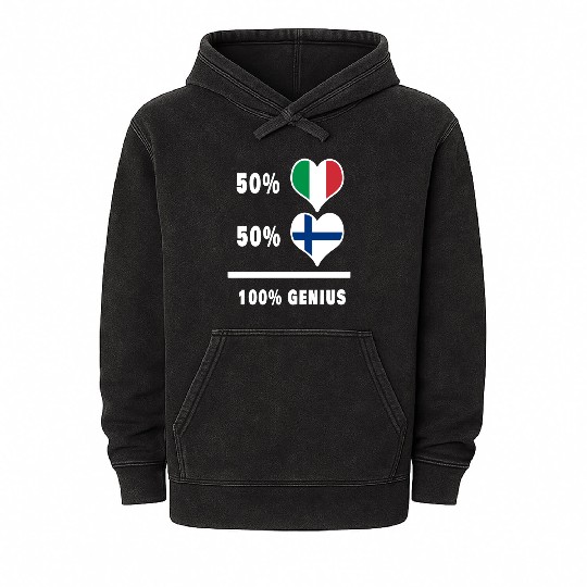 Italy and Finland genius / gift Mineral Wash Hoodies