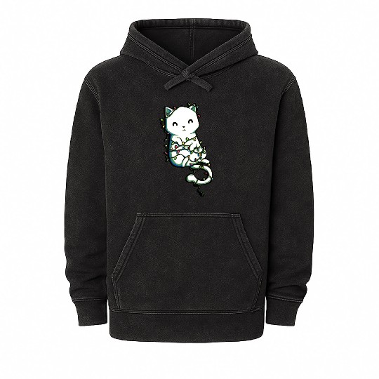 cat All Tangled Mineral Wash Hoodies