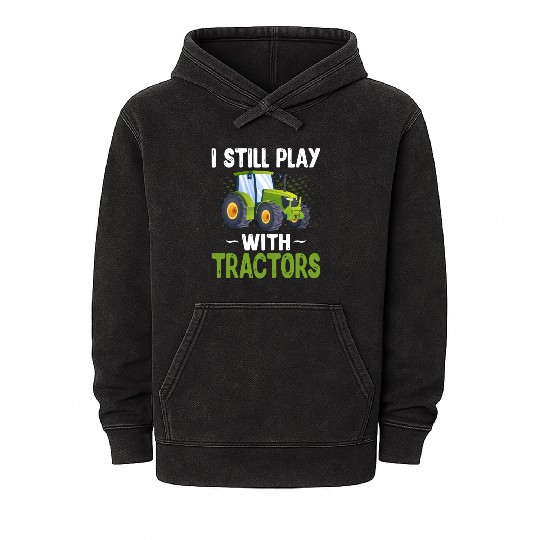 Farming Farmer Tractor Lover Mineral Wash Hoodies