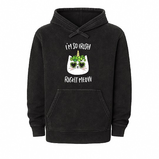 So Irish Right Meow Mineral Wash Hoodies