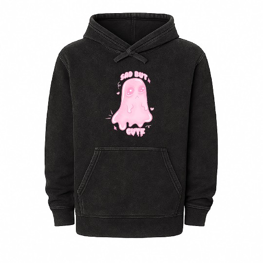 Pastel Goth Ghost | Sad but Cute | Creepy Cute Mineral Wash Hoodies