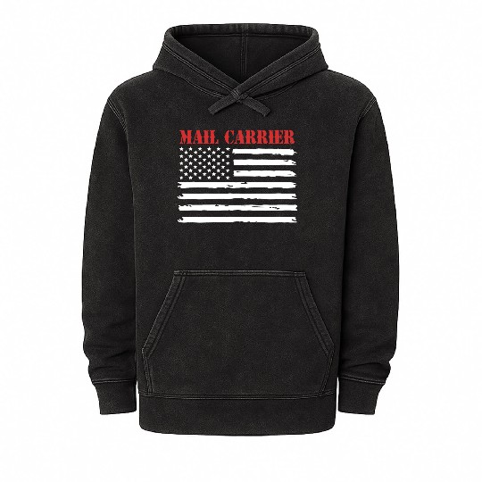 Postman American Flag Mail Carrier Mineral Wash Hoodies