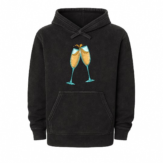 Champagne Glasses / Cheers Mineral Wash Hoodies