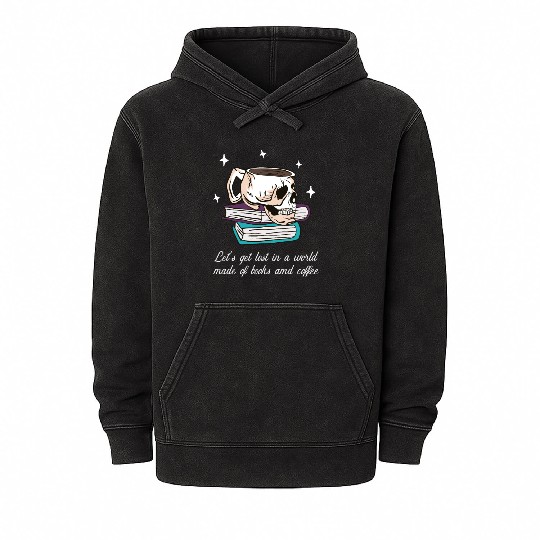 Book pages and coffee Mineral Wash Hoodies