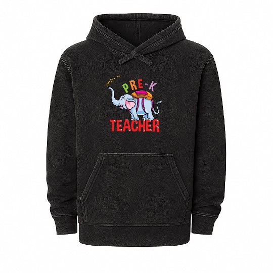 Back To School Elephant Pre-K Teacher Mineral Wash Hoodies