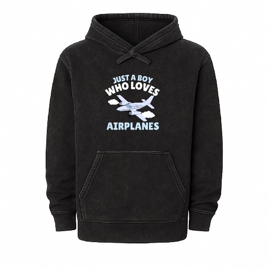 Just A Boy Who Loves Airplanes Toddler Baby Mineral Wash Hoodies