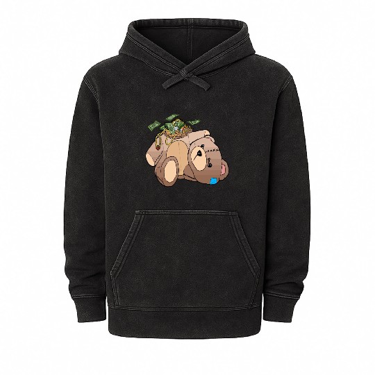 Money Teddy Bear Riches Mineral Wash Hoodies