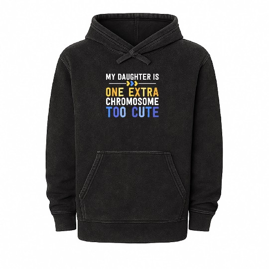 Family Down Syndrome Awareness for Dad Mom Extra Mineral Wash Hoodies