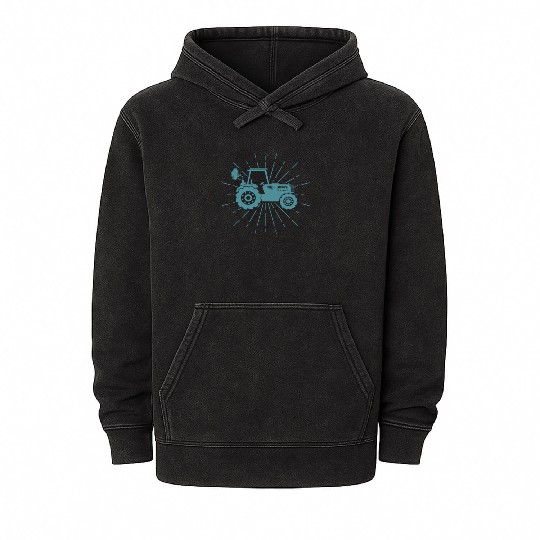 Farmer Tractor Tractor Design Mineral Wash Hoodies